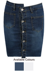 Asymmetric Button Up Denim Skirt - 2 Colours