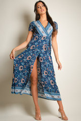 Vintage Floral Print Wrap Maxi Dress - 2 Colours