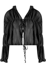 Crinkle Chiffon Tie Up Blouse