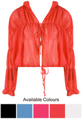 Crinkle Chiffon Tie Up Blouse