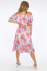 Tie Dye Bardot Button Up Dress