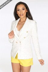 Metallic Thread Double Breast Blazer