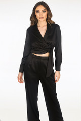 Shawl Lapel Wrap Knot Blouse & Trouser Co-ords