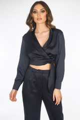 Shawl Lapel Wrap Knot Blouse & Trouser Co-ords