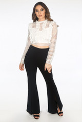 Frill Lace Overlay Crop Top