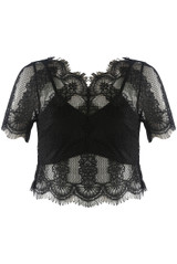 Scallop Lace Overlay Crop Top