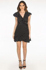 Polka Dot Frill Wrap Dress