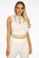 Crochet Frill Crop Tops