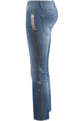 Denim Blue Foil Trim Bootcut Jeans