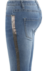Denim Blue Foil Trim Bootcut Jeans
