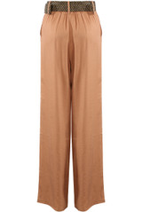 Metal O Ring Belted Wide Leg Trousers