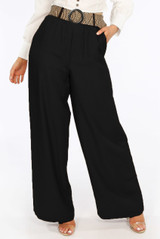 Metal O Ring Belted Wide Leg Trousers