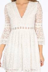 V Neck Lace Smock Dress