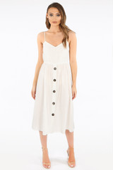 Tie Back Buttoned Midi Dress