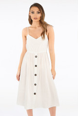Tie Back Buttoned Midi Dress