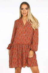 Orange Floral Day Dress