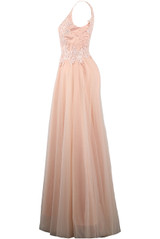 Crochet Plunge Bodice Tulle Maxi