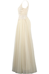 Crochet Plunge Bodice Tulle Maxi