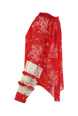 Chiffon Tie Up Collar Blouse in Red