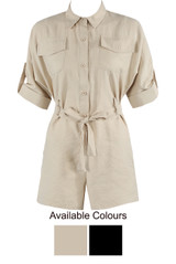 Cargo Button Down Belted Playsuit