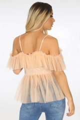 Cold Shoulders Tulle Tops