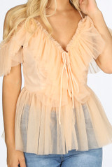 Cold Shoulders Tulle Tops