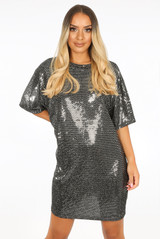 Sequin Oversize Tee Dress