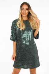 Sequin Oversize Tee Dress