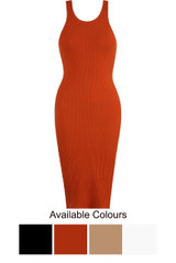 Ribbed Muscle Back Midi Dress