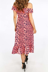 Leopard Frill Trim Wrap Dress