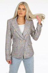 Boucle Tweed Double Breasted Blazer