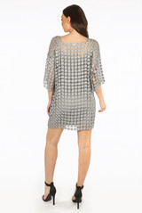 Embroidered Mesh Shift Dress