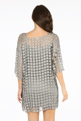 Embroidered Mesh Shift Dress