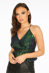 Sequin Crossover Back Cami