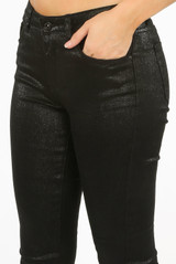 Black Glitter Denim Skinny Jeans