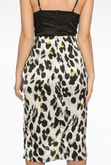 Animal Print Side Tie Up Satin Skirt