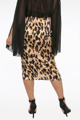 Animal Print Side Tie Up Satin Skirt