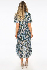 Contrast Leaf Print Wrap Dress