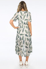 Contrast Leaf Print Wrap Dress