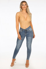Asymmetric Waist Skinny Jeans
