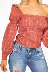 One Shoulder Check Blouse (2 Colours)