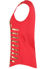 'PARIS' Gold Sequin Trim Slogan Tee