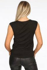 'PARIS' Gold Sequin Trim Slogan Tee