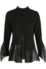 Tulle Hem Mock Neck Jumper