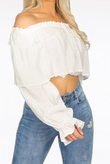 Front Button Up Off Shoulder Tops