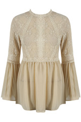 High Neck Floral Lace Tops