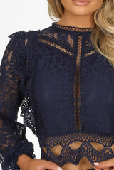 Lace Long Sleeves Mesh Crop Tops