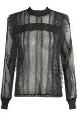 Mesh Ruched Neck Lace Top