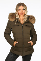 Fur Hood Puffer Jackets with Zipped Pockets