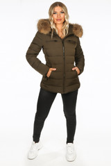 Fur Hood Puffer Jackets with Zipped Pockets